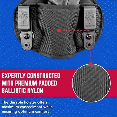 DeSantis Vanquisher Gun Holster, Tuckable IWB Holster, Made with Padded Ballistic Nylon, Ambidextrous, Black