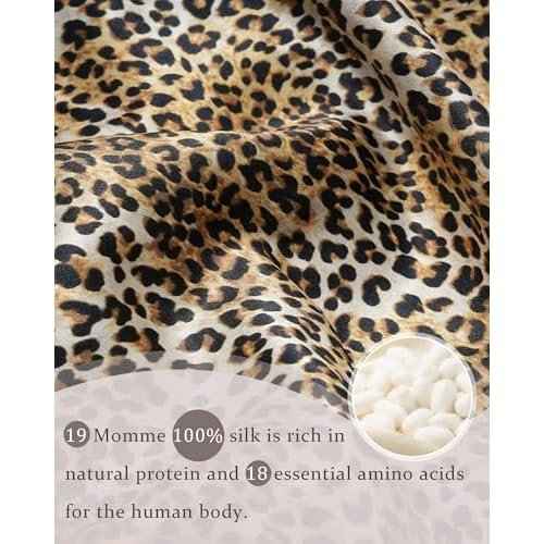 100% Mulberry Silk Bonnet for Sleeping Women Double Layer Silk Hair Bonnet Natural Sleep Cap with Elastic£¨Black + Leopard£©