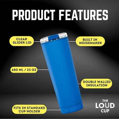 The LoudCup Tumbler + Stadium Horn - Insulated Cup Reusable Water Bottle Coffee Travel Mug - Worlds Loudest Cup for Game Day