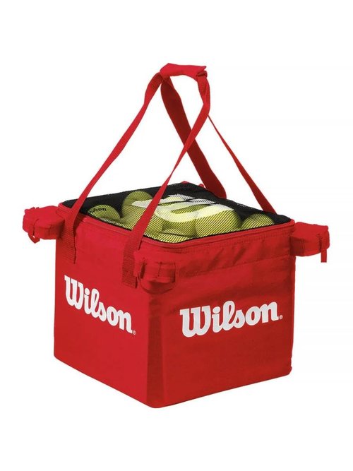 Wilson Teaching Cart Traveler with Red Bag, Holds 150 Tennis Balls, Zippered Top, Foldable Cart, 3.9 x 9.4 x 19.6 in