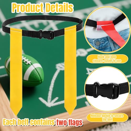 14 Player Flag Football Belts Set with Quick-Release Buckles and Flags