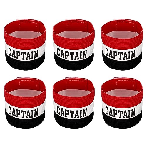 Captain's Armband for Soccer Rugby Adjustable Elastic Team Leader Wristband - Set of 6