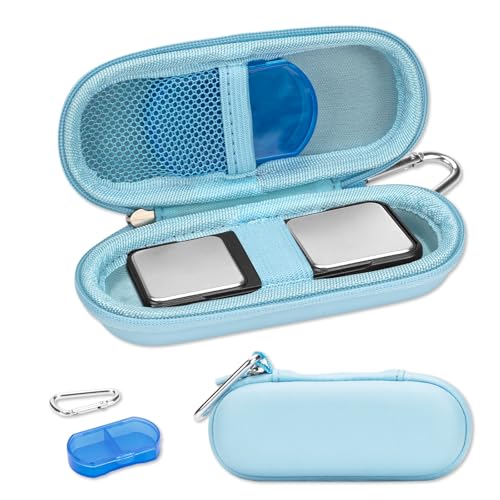 Blue Hard Travel Case for KardiaMobile ECG Heart Monitor with Pill Box & Carabiner