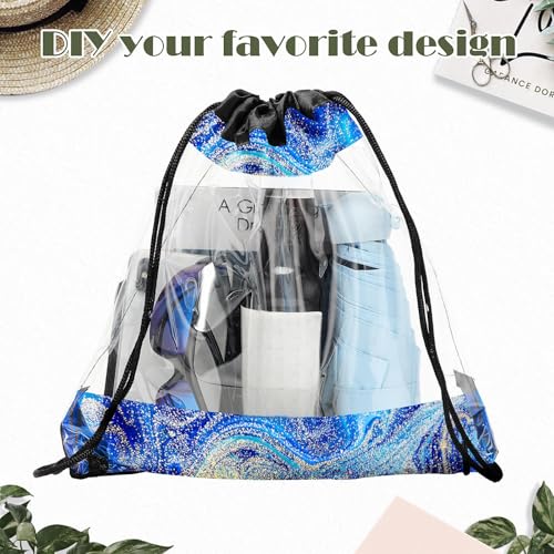 30 Pack Clear Drawstring Backpack for Stadium Sports and Events - Black