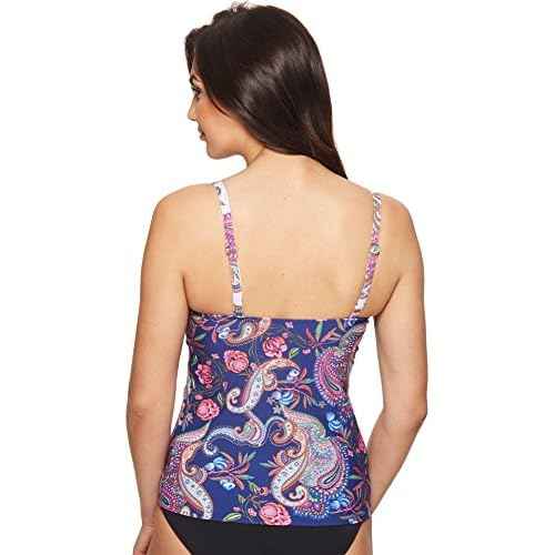 La Blanca Women's Standard Delux Bra Cup Over The Shoulder Tankini Swimsuit Top