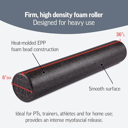 OPTP AXIS Firm Density Foam Roller - Black 36x6 Inch Round