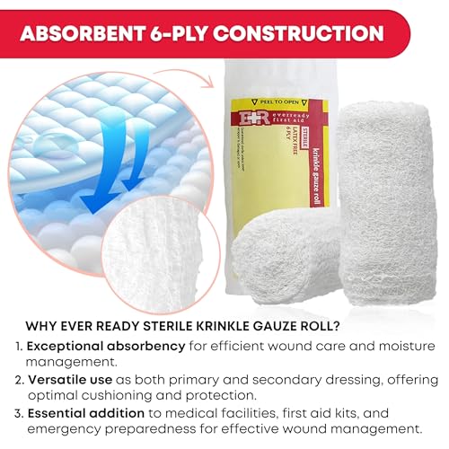 Sterile 6-Ply Gauze Bandage Roll 4.5 x 4.1 Yards - Latex-Free First Aid