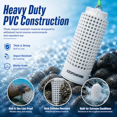 Small PVC Fish Bait Cage with 316 Stainless Steel & Glow Rope for Saltwater Fishing