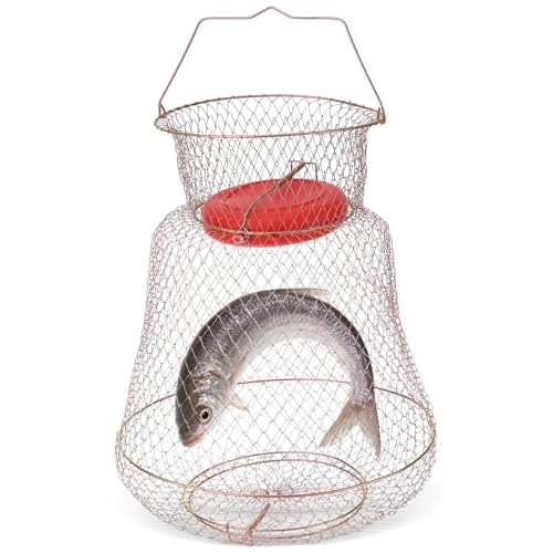 Floatable Galvanized Steel Fish Basket with Spring-Loaded Trap Doors