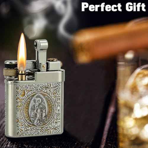 DOUBFIVSY Vintage Trench Lighter, Refillable Kerosene, Mechanical Brass Lighter, Soft Flame, Unique Gift for Men, Dad, Husband (Constantine)