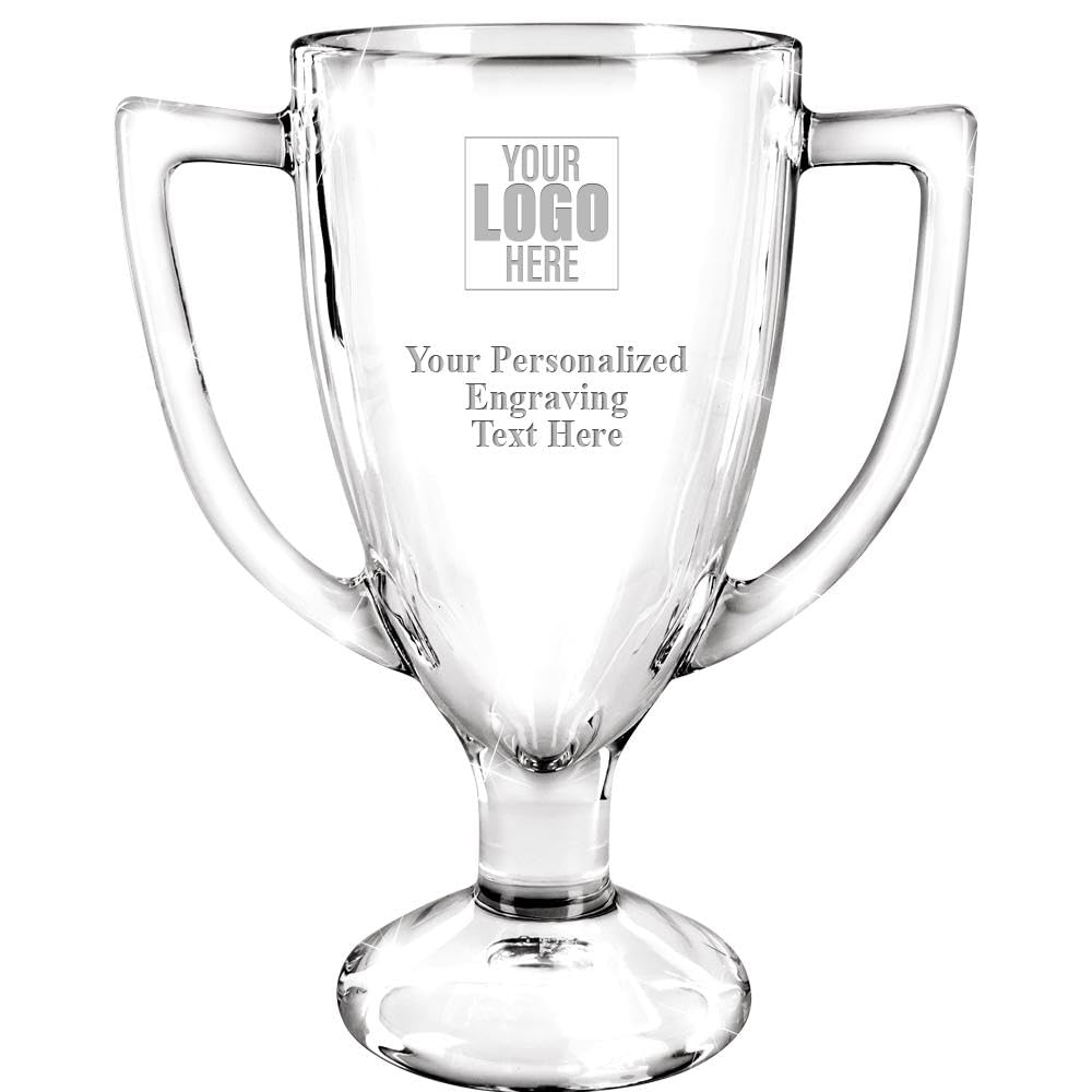 Crown Awards 7" Custom Engraved Cup Trophy, Personalized Glass Cup Award with Your Text