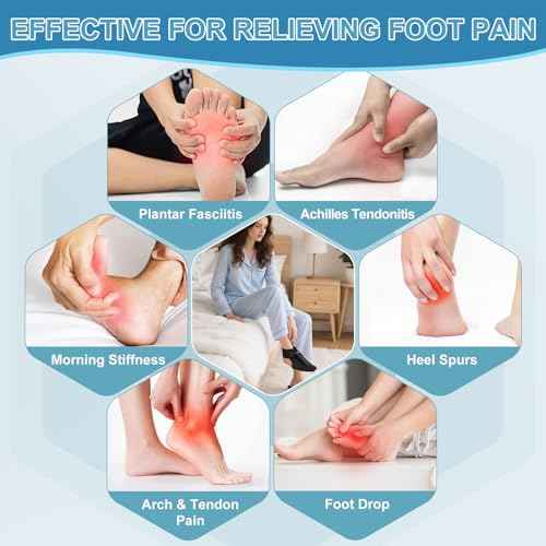Plantar Fasciitis Night Splint Brace with Massage Ball, Relieves Foot Drop and Achilles Tendonitis, Adjustable Straps, Soft & Comfortable Sleep, Night Splint for Plantar Fasciitis Women & Men, Small
