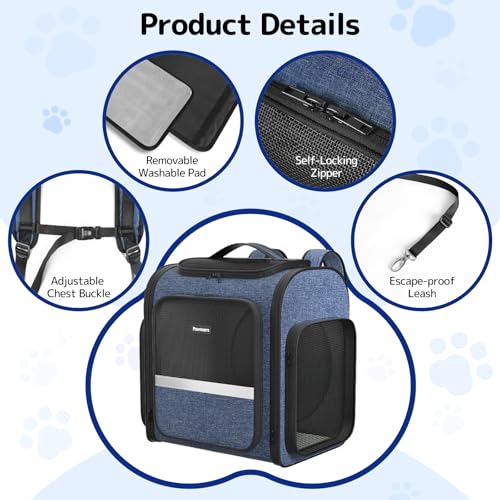Cat Backpack Carrier with Expandable Play Tunnel - Blue