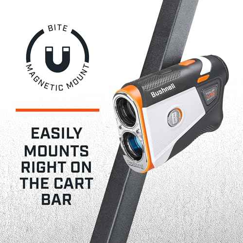 Bushnell Golf Tour V6 Shift Laser Rangefinder with Slope Compensation, 1300-Yard Range, Flag Lock Vibration, Magnetic Cart Mount, 6X Magnification, Waterproof ? Tournament Legal