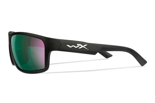 Wiley X Peak Captivate Polarized Sunglasses, Safety Glasses for Men and Women, UV Eye Protection for Shooting, Fishing, Biking, and Extreme Sports, Matte Black Frames, Green Mirror Tinted Lenses