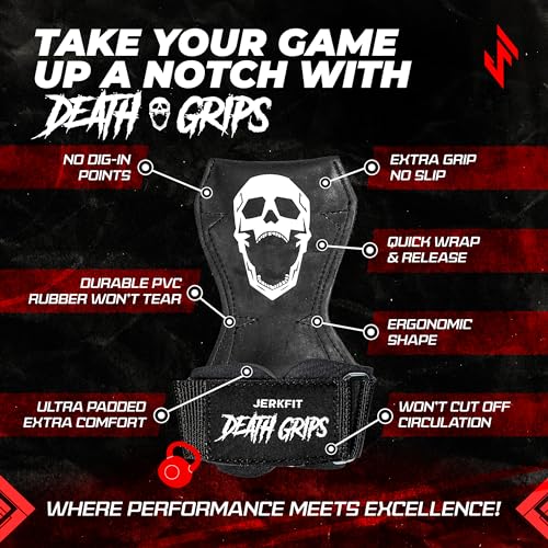 Medium JerkFit Death Grips Lifting Straps - Car Tire Grade Rubber Wrist Support for Deadlifts & Pull-Ups