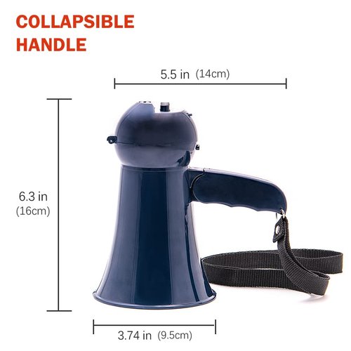 BEMLDY Mini Portable Megaphone Bullhorn with Siren, Adjustable Volume. Handheld Mic,Ideal for Fans Cheering of Football, Soccer, Baseball, Hockey, Basketball (Blue)