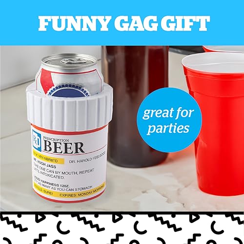Funny Prescription Pill Bottle Beer Cooler - Soft Sided Drink Holder for Cans & Bottles