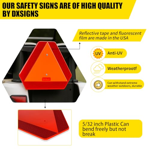 Plastic DOT Slow Moving Vehicle Sign 14x16 Inch Reflective Safety Triangle
