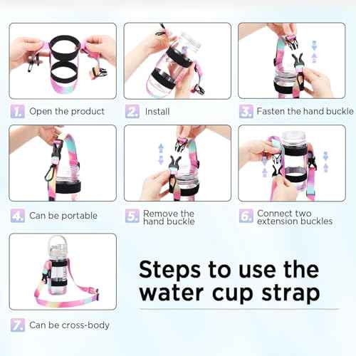 EasyAcc Water Bottle Holder Strap Sling, for Owala FreeSip 24 32 40 oz, Hydro Flask, Yeti, Stanley Flip, Universal Water Bottles, with Carabiner, for Walking Hiking Curise Travel (Bottle Excluded)