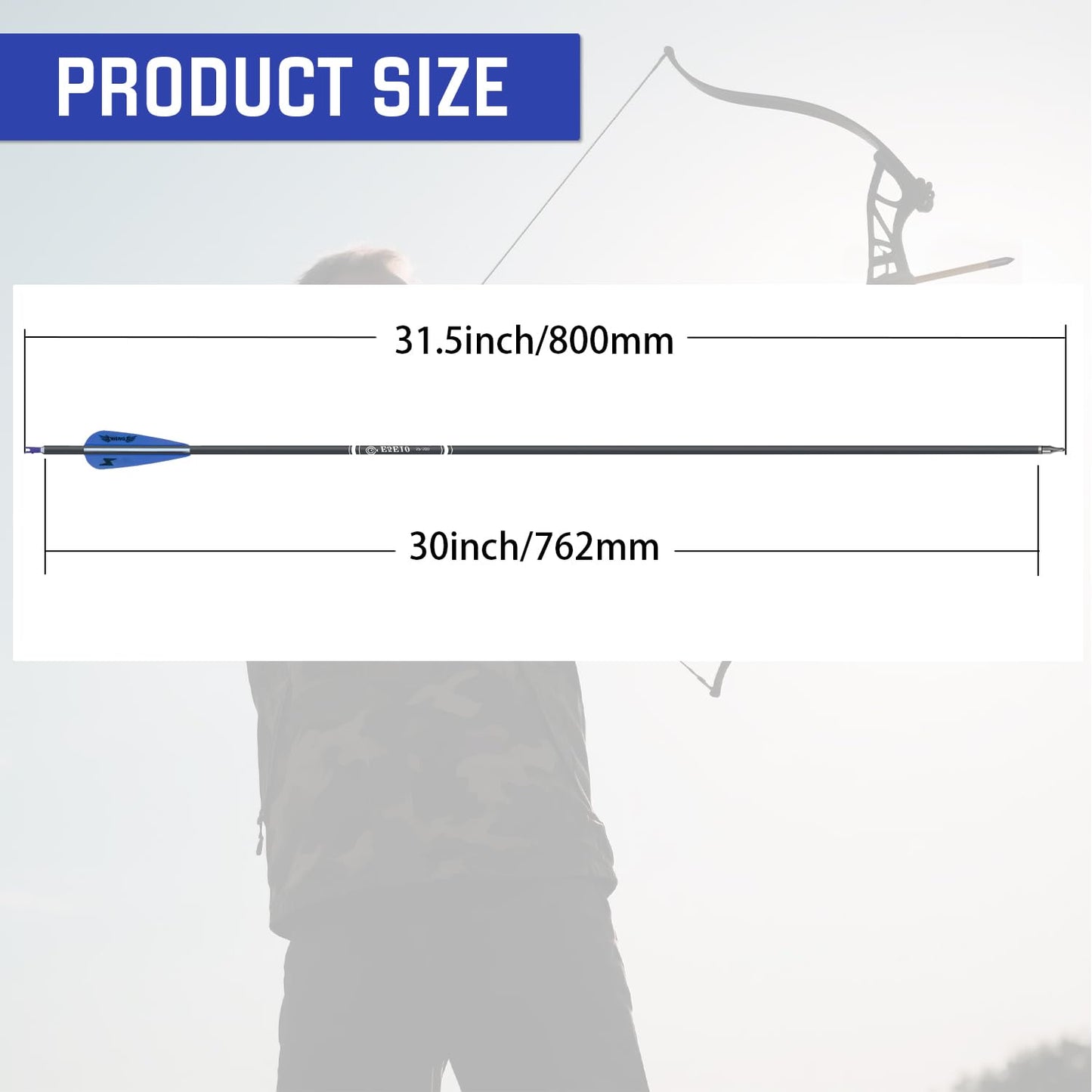 31inch Carbon Arrow Archery Targeting Practice Hunting Arrows for Compound & Recurve Bow with Removable Tips(Pack of 12) (Blue White)