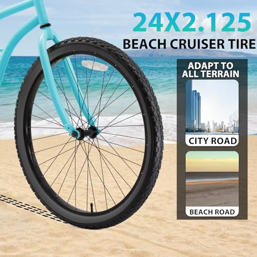 Black 24x2.125 Bike Tires Set with Inner Tubes & Levers - Cruiser & Urban Bikes