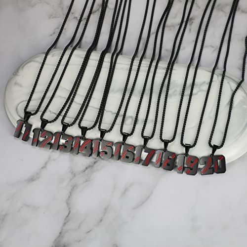 AIAINAGI Baseball Number Necklace - Stainless Steel Chain Pendant for Men Athletes 00-99 Jersey Number Gift
