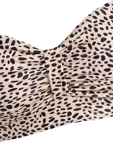 Women’s Ruching Padded Bikini Top - Leopard, Medium Size