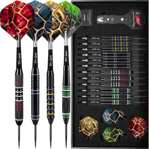 Urban Legends Steel Tip Darts 12-Pack with 4 Weights & Multi-Zone Grips - Manhattan Midnight Variation
