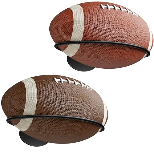 Football Wall Mount Holder 2 Pack - Fits Official & Youth Footballs Display Rack