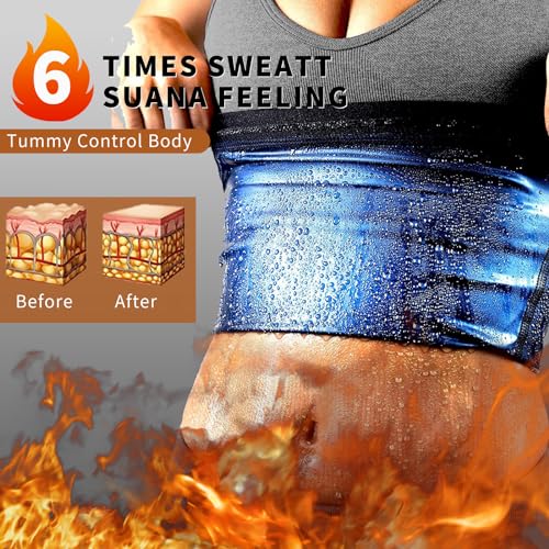 Blue Small-Medium Waist Trainer Trimmer Sweat Belt for Women Lower Belly Fat Sauna Slimming Belt