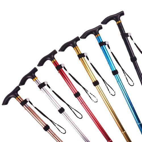 Collapsible Trekking Poles for Seniors & Hikers - 27cm Compact 5-Section Folding Walking Sticks, Adjustable 33.5"-37.4" (85-95cm) Aluminum Hiking Poles with Anti-Slip Grip & Shock Absorbing