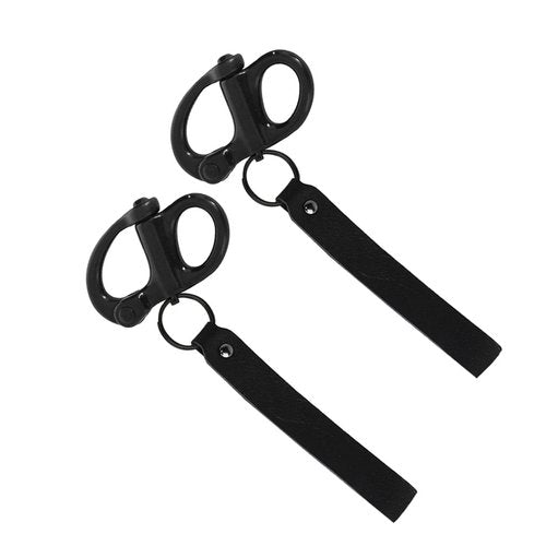 Firefighter & Marine Quick Release Clip Shackle - Dual-Purpose Swivel Buckle for SCBA Mask & Sailboat Rigging, 316 Stainless Steel Emergency Lanyard with Leather Handle Weather-Resistant 2PC (Black)