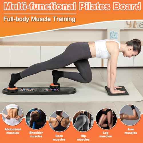 Pilates Board - Pilates Reformer Set, Portable and Foldable Pilates Board for Home Workout, Multifunctional Pilates Board for Women, Pilates Reformer Machine for Home Exercise