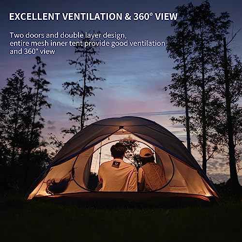 Naturehike Cloud River 2 Person 3 Person Backpacking Tent, Waterproof 2 Person 3 Person Tents for Camping, Double Layer Camping Tent