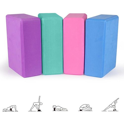 4 Pack Yoga Block, High-Density EVA Foam Yoga Brick,Non-Slip Lightweight Durable Bricks for Yoga, Pilates, and Stretching Exercises (Mixed Color A, 9 * 6 * 3INCH)