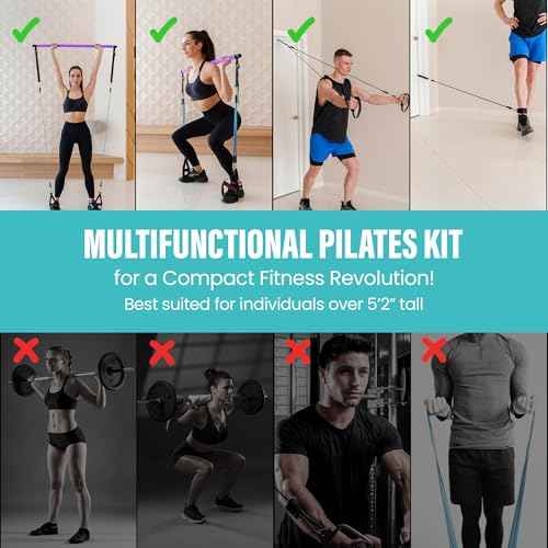 Upgraded Pilates Bar Kit ? 39¡± Adjustable Exercise Equipment for Men, Women with 6X 20, 30, 40 lbs Resistance Bands with Adjustment Buckle ? Pilates Equipment for Home Workouts for All Fitness Levels