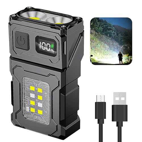 Mini LED EDC Tactical Flashlight - Multifunctional Outdoor Flashlight for Night Working, Running, Camping, Fishing, Hiking, USB C Charging Warning Flash Light Mobile Phone Emergency Power Bank