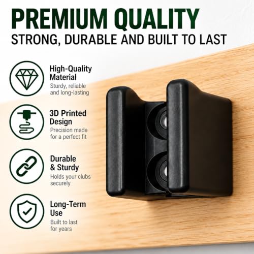 Golf Club Wall Mount Holder Set - 15 Wall Hangers for Golf Clubs