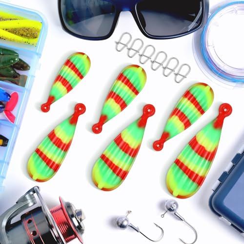 Lenwen 6 Pcs Fluorescent Fishing Practice Casting Plugs Assorted Sizes