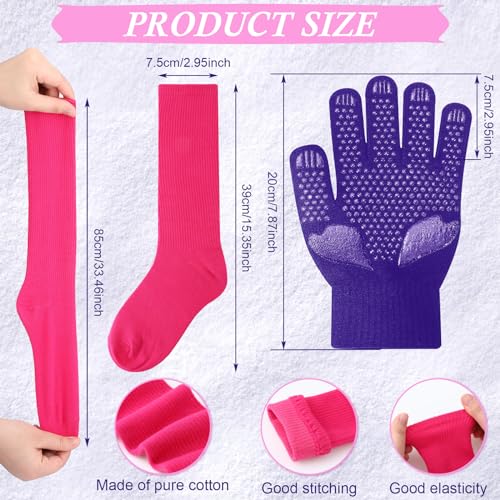 Hicarer 6 Pairs Figure Skating Gloves Socks Set Ice Skating Socks Warm Winter Anti Slip Gloves for Practice Competition