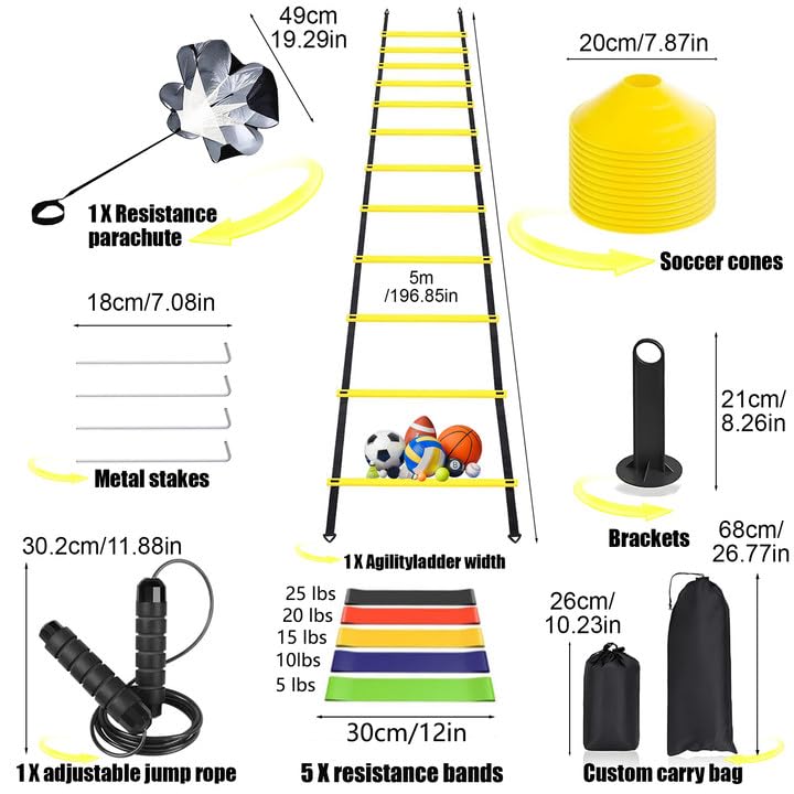 Agility Ladder Speed Training Set with Resistance Bands and Cones