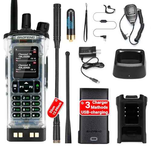 BAOFENG DM-32 DM32 10W DMR Ham 2 Way Radio GPS Matching Writing Frequency Satellite Positioning Type-C DM32(1PC) (Transparent)