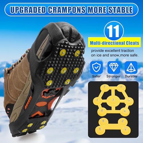 Ice Snow Cleats for Shoes and Boots - X-Large 10-13.5 Men / 11.5-14 Women Traction Grips