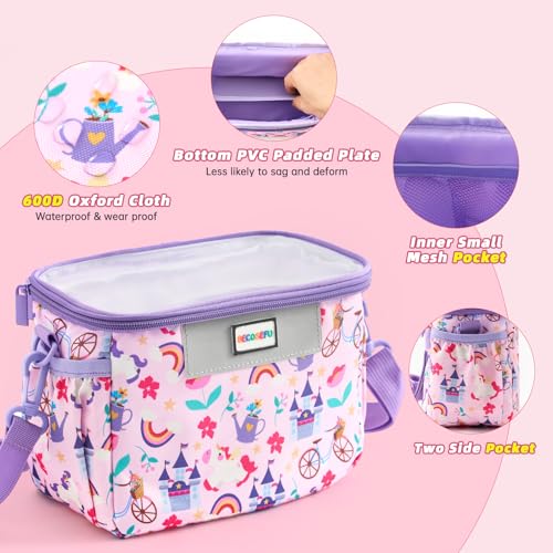 Kids Bike Basket Front Waterproof Handlebar Bag with Shoulder Strap - Pink