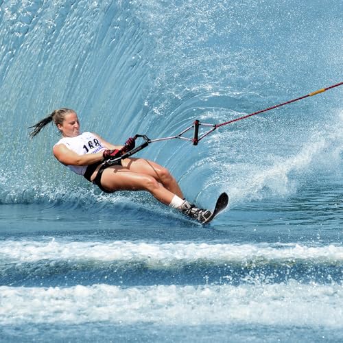 Wakeboard Rope 75ft with EVA Handle & Trick Handle - Red & Black 2-Section