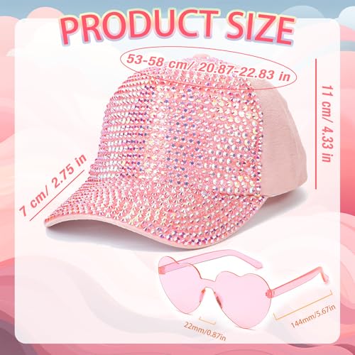 Bling Studded Shiny Rhinestones Crystals Baseball Cap, Sparkle Adjustable Ponytail Visor Cap Sun Hat for Women Men