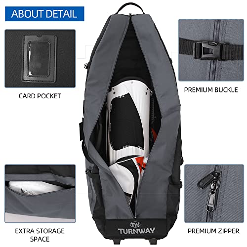Gray Waterproof Golf Travel Bag with Wheels, 900D Polyester, Foldable