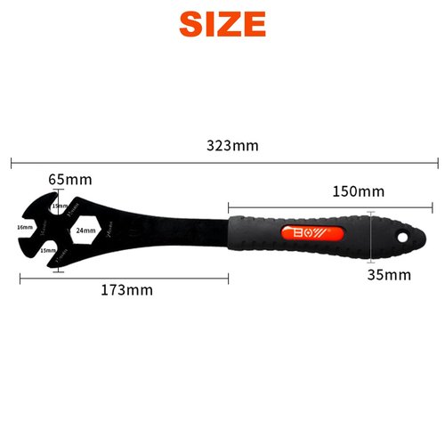 SONZUIA 15mm Bike Pedal Wrench Removal Tool, Long Lever Bicycle Pedal Spanner, 15mm/16mm/24mm Openings (3-in-1)