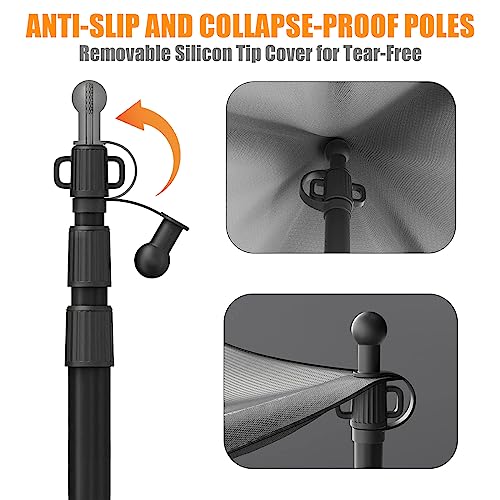 Wildroad 7.7 Ft Telescoping Aluminum Tarp Poles with Non-Slip Cone Bottom - Set of 2